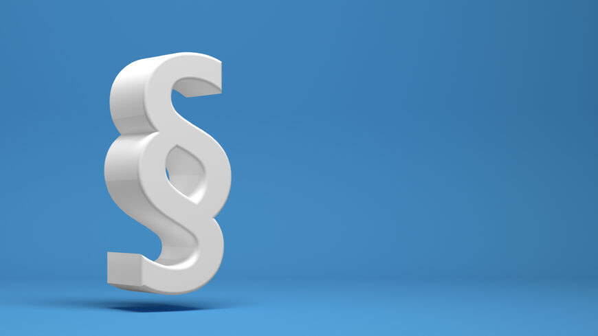 paragraph symbol of justice in front of background - 3D Illustration